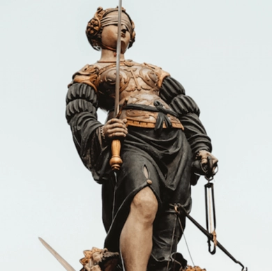 statue of Lady Justice with blindfold